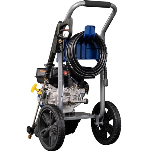 Westinghouse WPX2700 Gas Pressure Washer, 2700 PSI and 2.3 Max GPM, Onboard Soap Tank, Spray Gun and Wand, 4 Nozzle Set, CARB Compliant, for Cars/Fences/Driveways/Homes/Patios/Furniture Blue