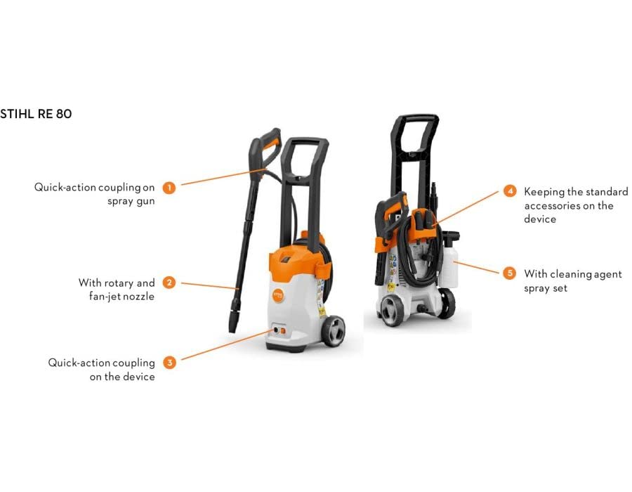 STIHL RE 80 X Electric High-Pressure Cleaner, Washer, with 120 bar Pressure for Multipurpose Cleaning, Pressure Adjustable Nozzle, Pressure Washer Sold by Garden Art