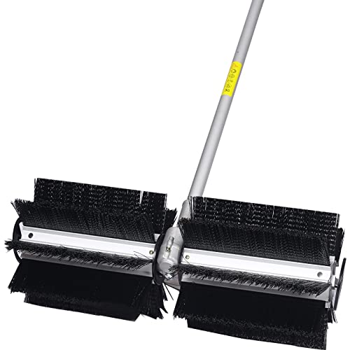 Gas Powered Snow Sweeper Brush Broom, Cordless Hand Held Walk Behind Power Shovel Snow Cleaner for Driveway Lawn Garden, 52CC 2-Stroke, 2.4HP, 24x9 EPA