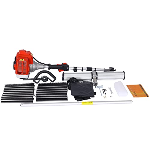 Gas Powered Snow Sweeper Brush Broom, Cordless Hand Held Walk Behind Power Shovel Snow Cleaner for Driveway Lawn Garden, 52CC 2-Stroke, 2.4HP, 24x9 EPA