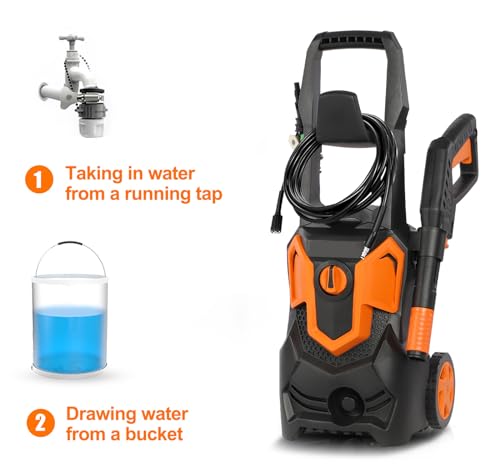 2500PSI Electric Pressure Washer, 1.8GPM 1650W High Power Washer Machine with 4 Quick Connect Spray Nozzles and Detergent Tank for Cleaning, Cars, Decks, Driveways, Patios