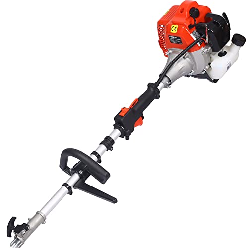 Gas Powered Snow Sweeper Brush Broom, Cordless Hand Held Walk Behind Power Shovel Snow Cleaner for Driveway Lawn Garden, 52CC 2-Stroke, 2.4HP, 24x9 EPA