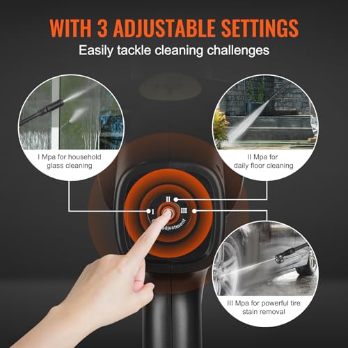 VEVOR Cordless Pressure Washer, 652-PSI 1.0 GPM Portable Power Cleaner, Handheld High-Pressure Car Washer Gun with 4.0Ah Battery, Charger, 6-in-1 Nozzle, for Home/Floor Cleaning & Watering