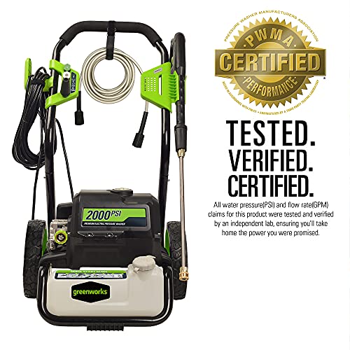 Greenworks 2000 PSI 1.2 GPM Electric Pressure Washer, GPW2000-1