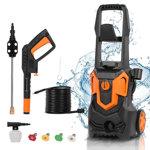 2500PSI Electric Pressure Washer, 1.8GPM 1650W High Power Washer Machine with 4 Quick Connect Spray Nozzles and Detergent Tank for Cleaning, Cars, Decks, Driveways, Patios