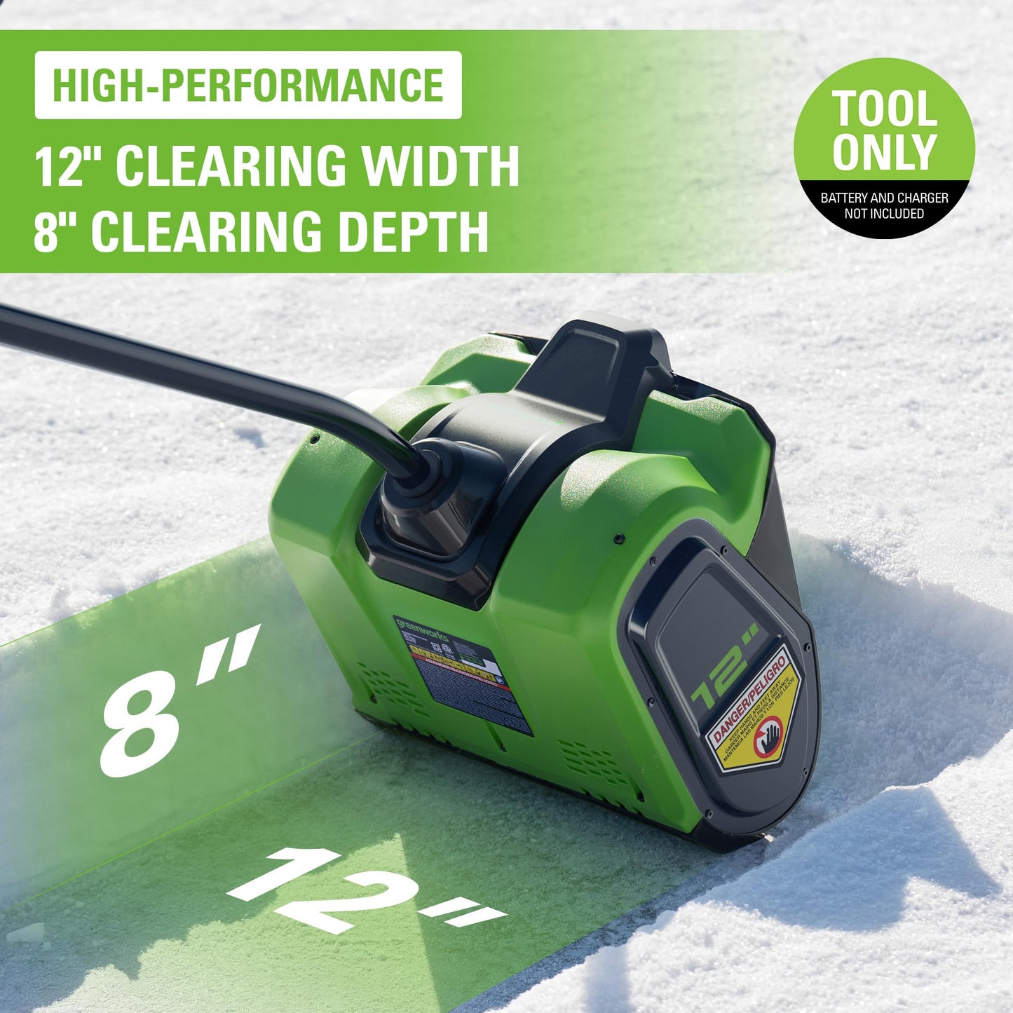 Greenworks 40V 12'' Brushless Snow Shovel(LED), Tool Only